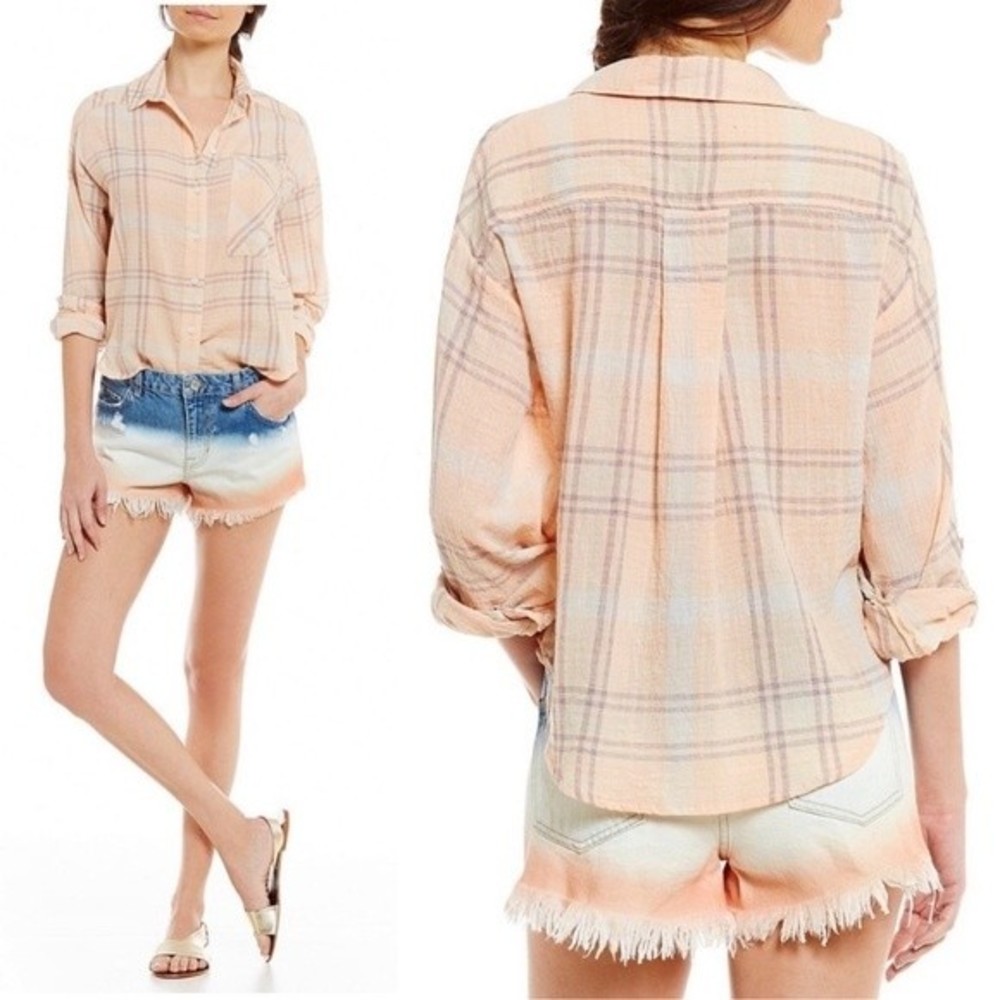 Free People small oversized plaid wing sleeve top